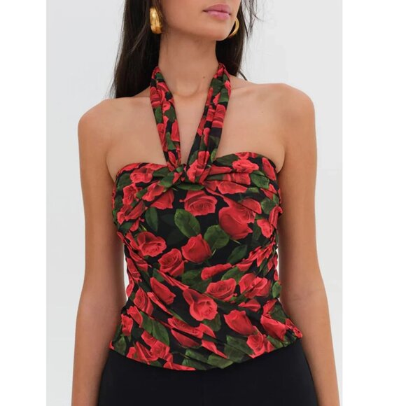 NWT FOR LOVE AND LEMONS ABBY STRAPLESS ROSE PRINT CORSET TOP SIZE S - Picture 2 of 11